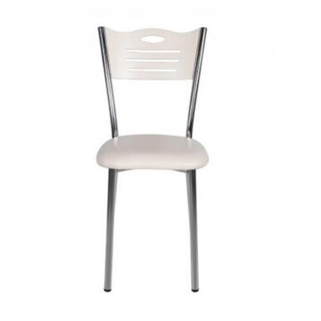 Scaun tapitat Polo Living Studio Casa, Picioare metalice, piele ecologica, Alb