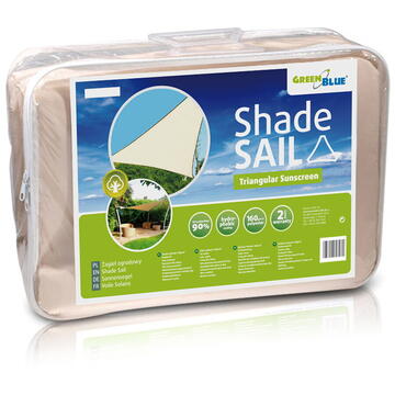 GREENBLUE Vel de gradina UV umbra poliester 5m triunghi GB502 suprafata crem hidrofoba