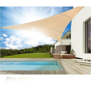 GREENBLUE Vela de gradina UV umbra poliester 4m triunghi GB501 suprafata crem hidrofoba