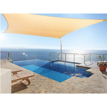 GREENBLUE Vela de gradina UV umbra poliester 4m triunghi GB501 suprafata crem hidrofoba