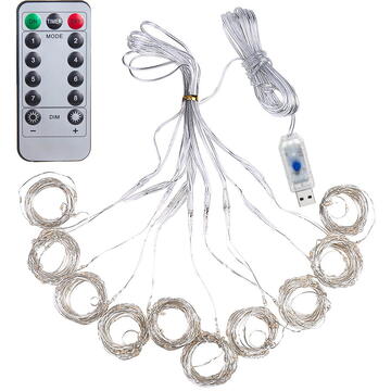 Perdea luminoasă Maclean LED 3x3m, dimensiuni 3x3m, 300 LED-uri, 8 moduri de iluminare, USB 5V DC, 1A, temp. culoare.3200K, MCE413