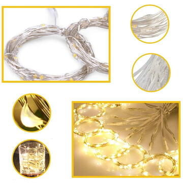 Perdea luminoasă Maclean LED 3x3m, dimensiuni 3x3m, 300 LED-uri, 8 moduri de iluminare, USB 5V DC, 1A, temp. culoare.3200K, MCE413