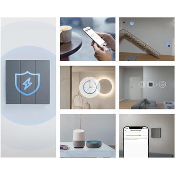 Intrerupator inteligent Sonoff M5-1C-86, 10 A, 240 V AC, Negru