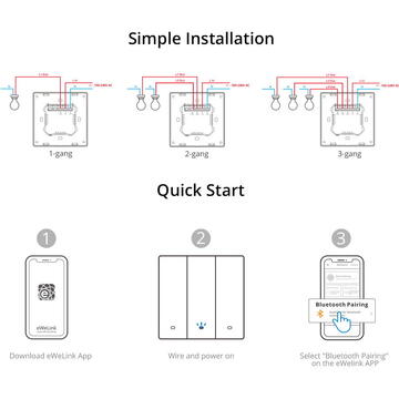 Intrerupator inteligent Sonoff M5-1C-86, 10 A, 240 V AC, Negru