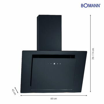 Hota Bomann extractor hood 7603 G LED 60cm black A