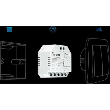 Releu inteligent Sonoff 027612, 100-240V AC, 3300 W, 15 A, Alb