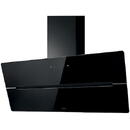 Hota ELICA WISE BL/A/90, Putere de absorbtie 691 mc/h, Sistem recirculare, Control digital, Iluminare LED, Clasa B, 90 cm, Sticla neagra