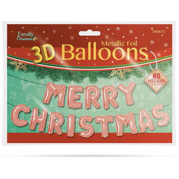 Balon de Crăciun "Merry Christmas” - auriu rosé