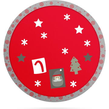 Family Pound Napron pentru pus sub brad, 97 cm - poliester - gri / roșu