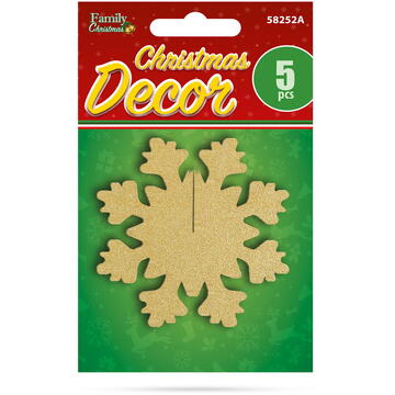 Family Pound Decor de Crăciun - fulg de nea - auriu - 7 x 7 cm - 5 buc / pachet