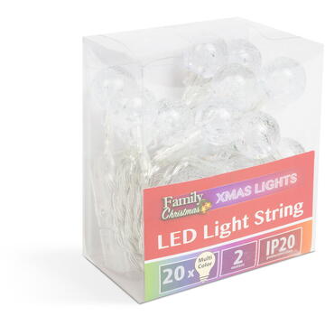 Family Pound Șir de lumină cu LED - sferă colorată - 20 de LED-uri - 2,3 metri - 3 x AA