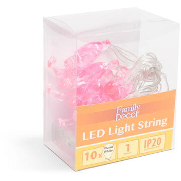 Family Pound Instalație de pom cu LED - flamingo - 1,1 m - 10 LED - alb cald - 3 x AA
