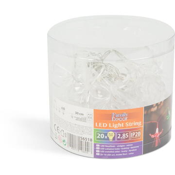 Family Pound Șir de lumină cu LED - floral - 20 de LED-uri - 2,85 metri - culoare - 2 x AA