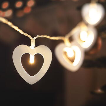 Family Pound Șir de lumină cu LED - inimă - 2,85 m - alb cald - 2 x AA