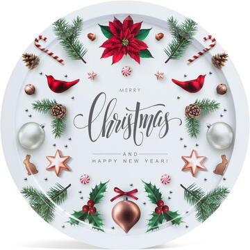 Family Pound Tavă albă cu motive de Crăciun - metal - 31 cm