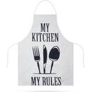 Family Pound Șorț de bucătărie - 68 x 52 cm - My kitchen, My rules! (alb)