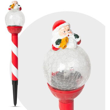 Lampă solară LED - Moș Crăciun, bilă de sticlă - 42 x ø7,5 cm