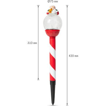 Lampă solară LED - Moș Crăciun, bilă de sticlă - 42 x ø7,5 cm