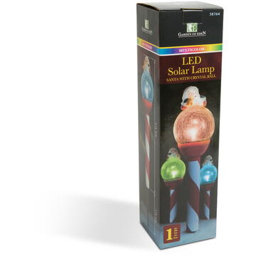 Lampă solară LED - Moș Crăciun, bilă de sticlă - 42 x ø7,5 cm
