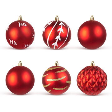 Set globuri roșii pentru brad - 6 buc / pachet