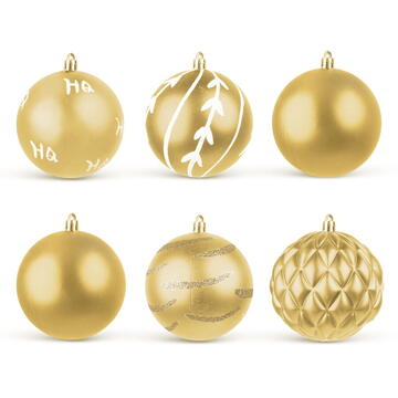Set globuri aurii pentru brad - 6 buc / pachet