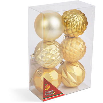 Set globuri aurii pentru brad - 6 piese /pachet