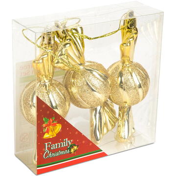 Set decorațiuni brad - Bomboane de Crăciun - aurii - 11 x 4 cm
