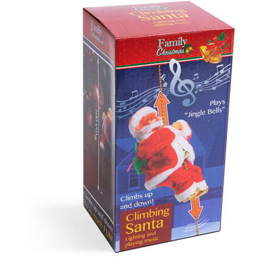Moș Crăciun muzical, luminos, cățărător - 30 x 12 cm
