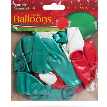 Set baloane - roșu, verde -metalic - 15 piese / pachet