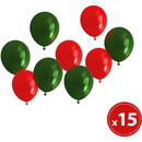 Set baloane - roșu, verde -metalic - 15 piese / pachet