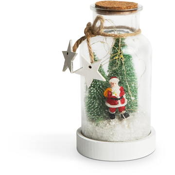 Sticlă decorativă de Crăciun cu LED - Moș Crăciun + brad