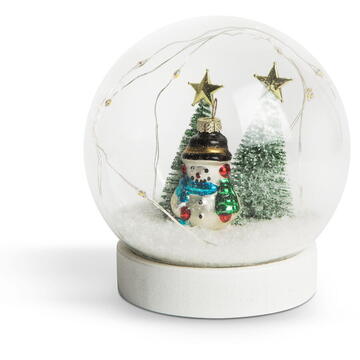 Glob de sticlă cu LED - de Crăciun - om de zăpadă+pin