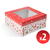 Cutie de cadouri din hârtie, cu motive de Crăciun - capac transparent - 2 buc / pachet
