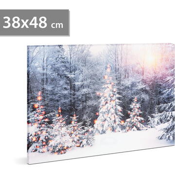 Tablou cu LED - peisaj de iarnă - LED - cu agățătoare, 2 baterii AA - 38 x 48 cm (58474)