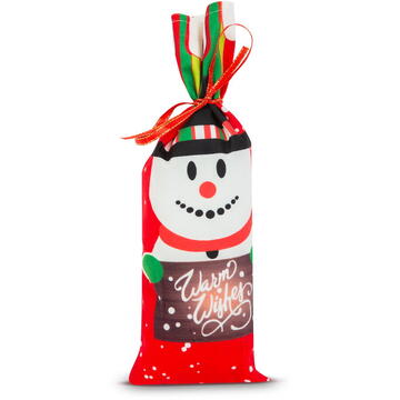 Învelitoare pentru sticle - model Om de zăpadă - poliester - 32 x 12.5 cm