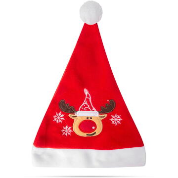 Căciulă de Moș Crăciun - cu ren - 27 x 39 cm