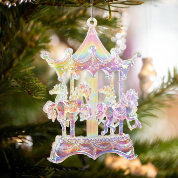 Ornament de Crăciun - carusel irizat acrilic - 15 x 10 x 1.9 cm