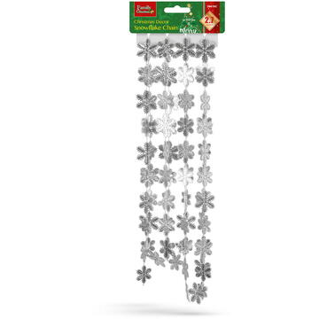 Ghirlandă de Crăciun - Fulgi de nea - 2.7 m - argintie
