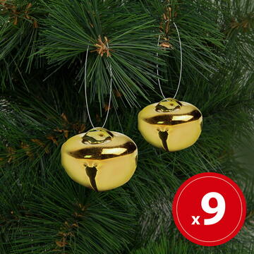 Ornament de Crăciun - clopoței - metal, 20 mm - aurii - 9 piese / pachet