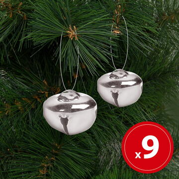 Ornament de Crăciun - clopoței - metal, 20 mm - argintii - 9 piese / pachet