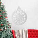Decor de perete - Crăciun - glob de brad - 39.5 x 42 cm - alb / auriu