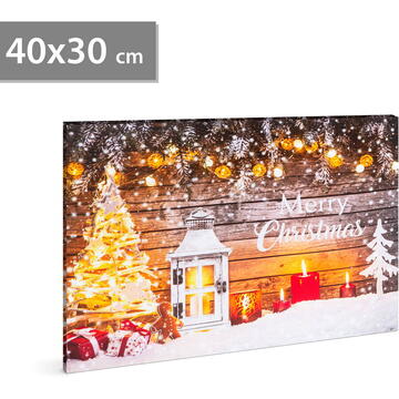 Tablou de Crăciun - LED - cu agățătoare, 2 baterii AA - 40 x 30 cm