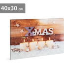 Tablou de Crăciun - LED - cu agățătoare, 2 baterii AA - 40 x 30 cm (4 LEDuri galbene)
