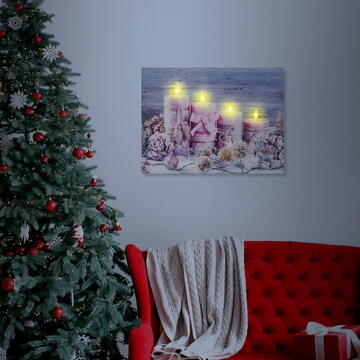 Tablou de Crăciun - LED - cu agățătoare, 2 baterii AA - 40 x 30 cm (58461)
