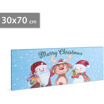 Tablou de Crăciun - LED - cu agățătoare, 2 baterii AA - 70 x 30 cm (58464)