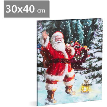 Tablou de Crăciun - LED - cu agățătoare, 2 baterii AA - 30 x 40 cm (58465)