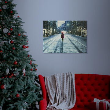 FAMILY POUND - Tablou cu LED – peisaj de iarnă, 30 x 40 cm