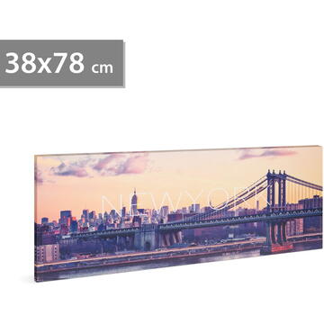 Family Pound Tablou decorativ cu LED - „New York” - 2 x AA, 38 x 78 cm