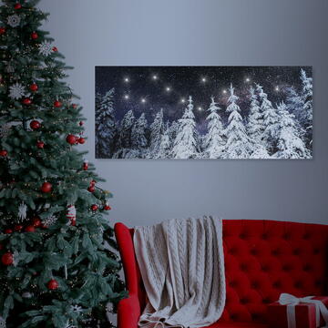 Family Pound Tablou decorativ cu LED - 70 x 30 cm - peisaj de iarnă