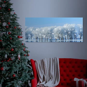 Family Pound Tablou decorativ cu LED - 70 x 30 cm - peisaj de iarnă